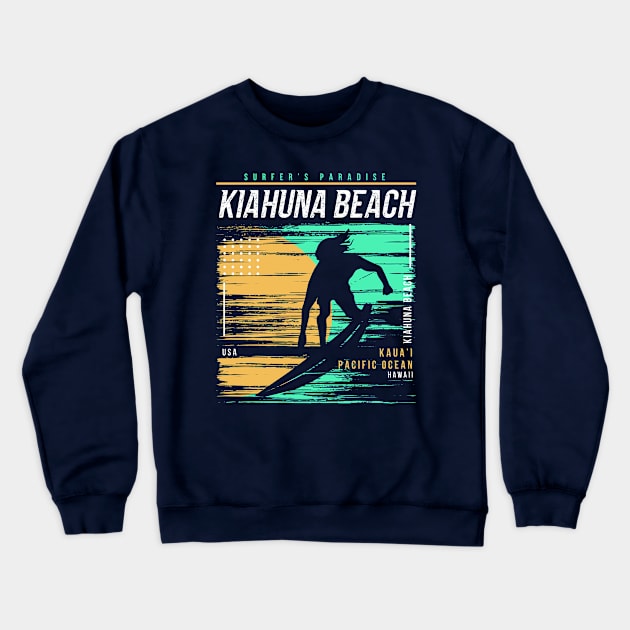 Retro Surfing Kiahuna Beach Kauai Hawaii // Vintage Surfer Beach // Surfer's Paradise Crewneck Sweatshirt by Now Boarding